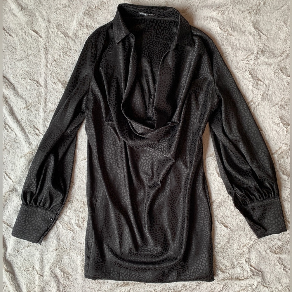 Shein - Black Cheetah Scoop Neck Dress